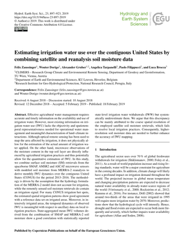 Estimating Irrigation Water Use Over the Contiguous United States by Combining Satellite and Reanalysis Soil Moisture Data