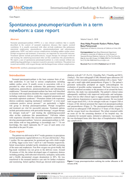 Spontaneous Pneumopericardium in a Term Newborn: a Case Report