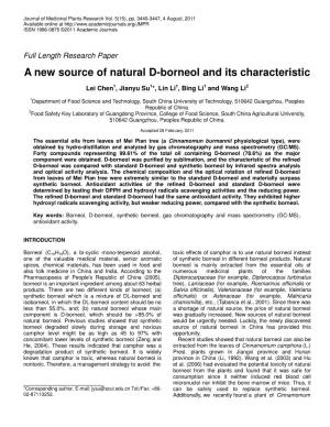A New Source of Natural D-Borneol and Its Characteristic