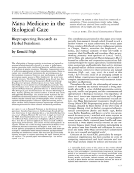 Maya Medicine in the Biological Gaze