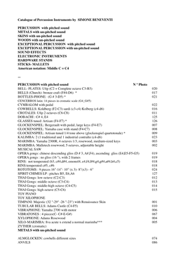 Catalogue Percussion Beneventi 2016