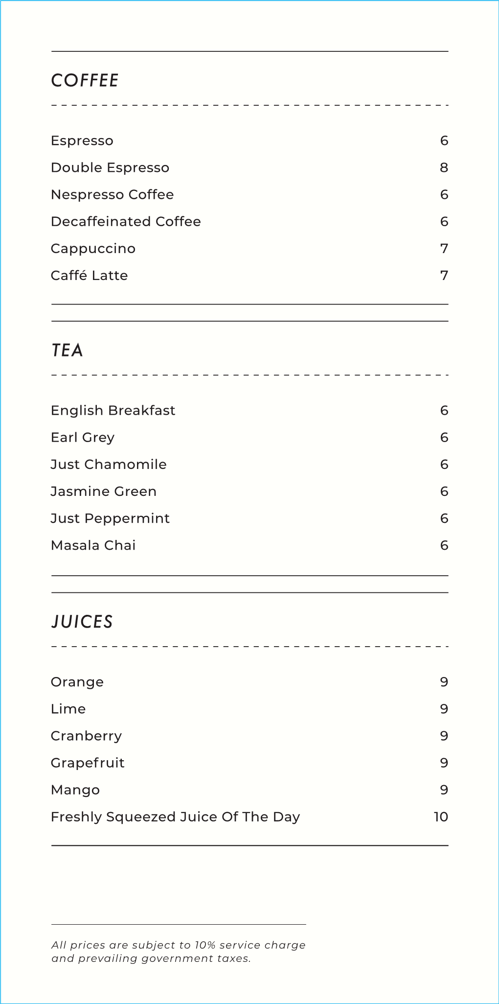 Table Drinks Menu Updated on Nov 2019 FA