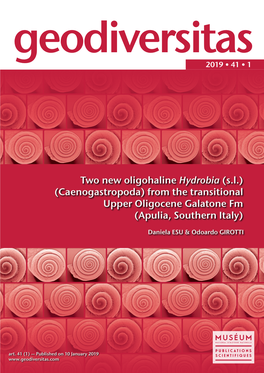Two New Oligohaline Hydrobia (S.L.) (Caenogastropoda) from the Transitional Upper Oligocene Galatone Fm(Apulia, Southern Italy)