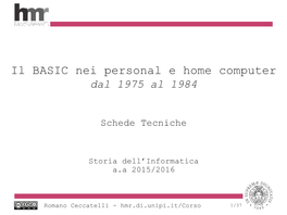 Il BASIC Nei Personal E Home Computer Dal 1975 Al 1984