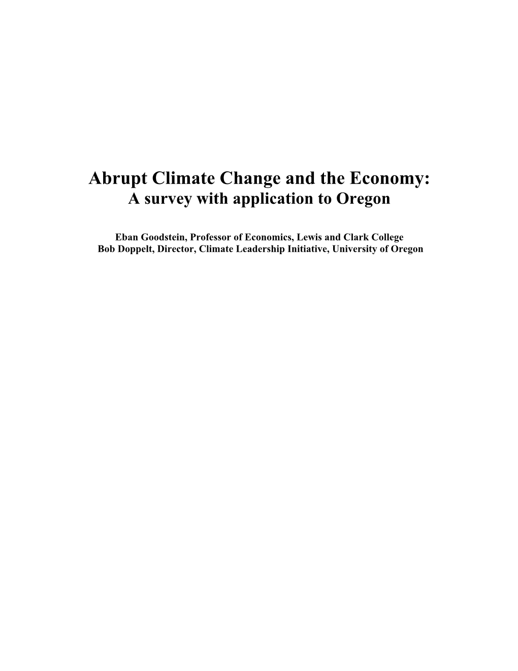 Abrupt Climate Change Scenarios