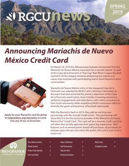 Announcing Mariachis De Nuevo México Credit Card