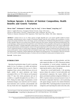 Soybean Sprouts: a Review of Nutrient Composition, Health Benefits and Genetic Variation