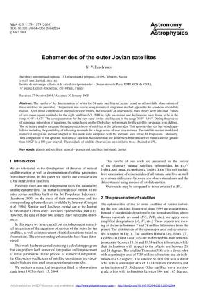 Ephemerides of the Outer Jovian Satellites