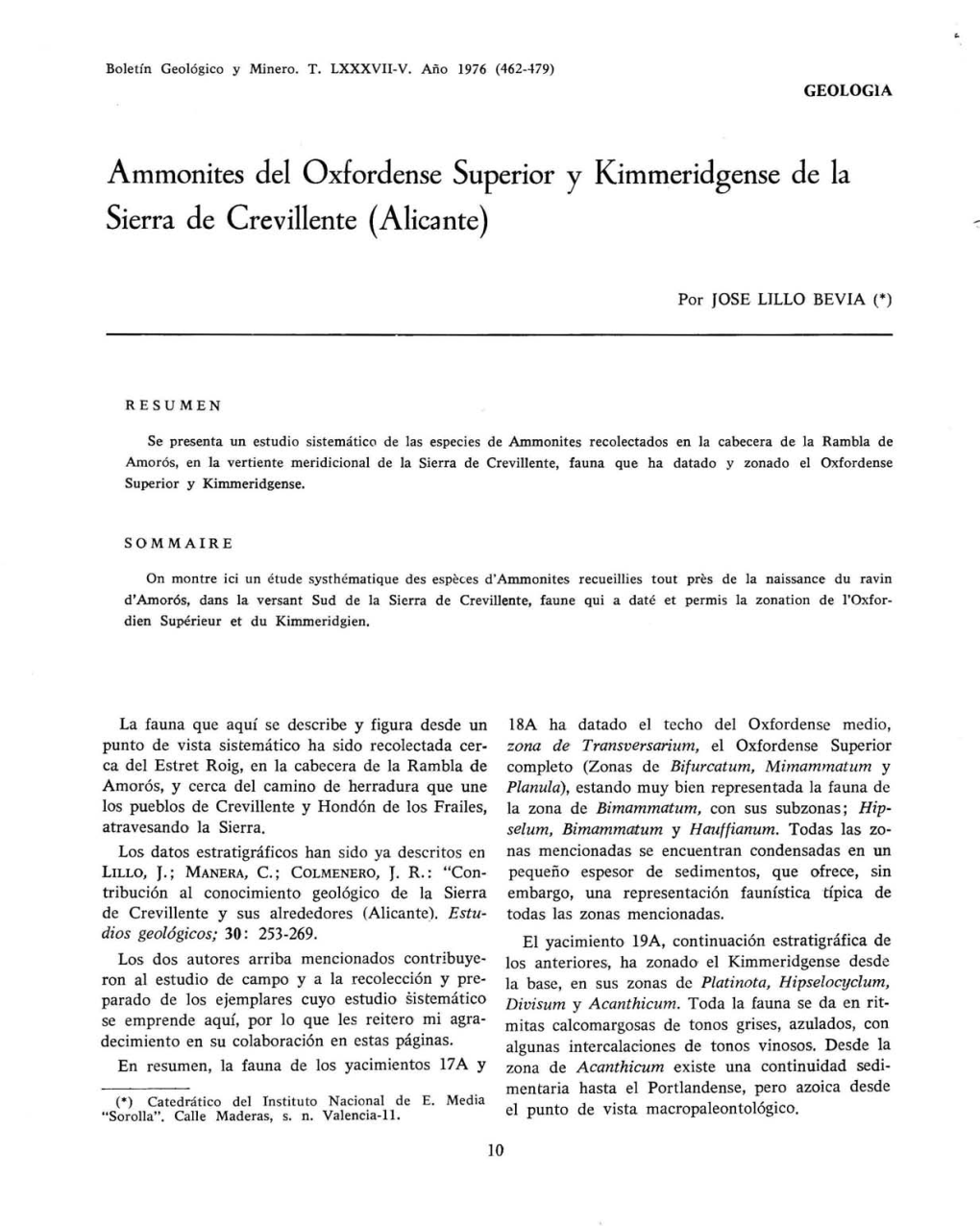 Ammonites Del Oxfordense Superior Y Kimmeridgense De La Sierra De Crevillente (Alicante)