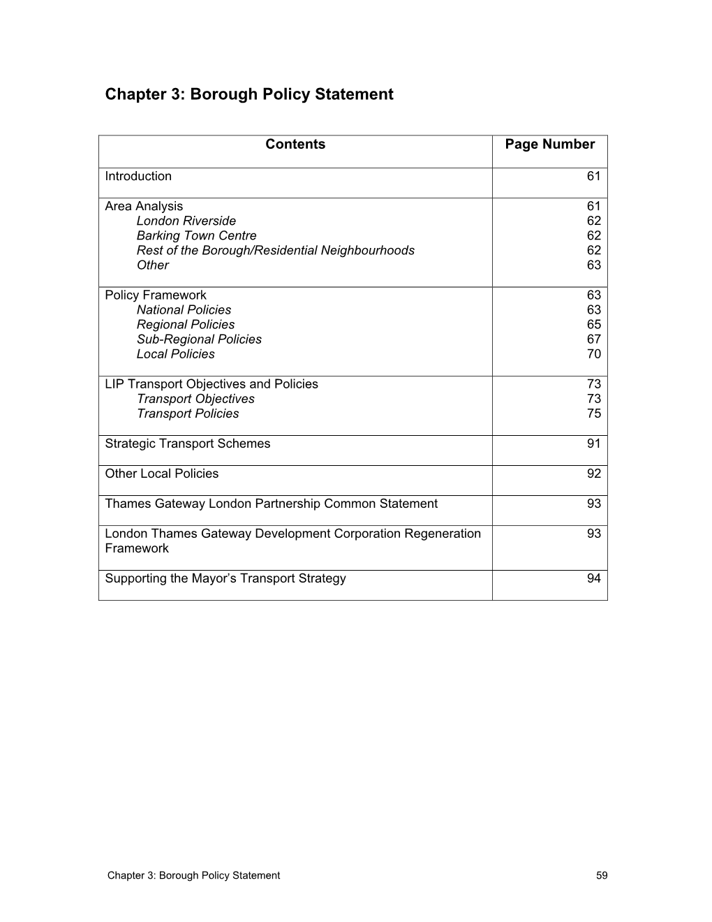 Chapter 3: Borough Policy Statement