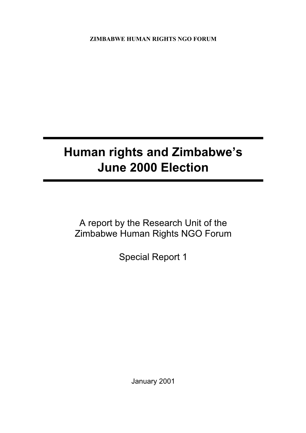 Human Rights and Zimbabwe's 2000 Election
