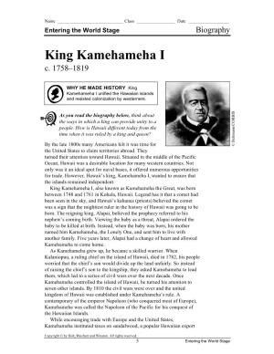 King Kamehameha I C