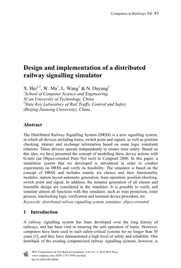 Design and Implementation of a Distributed Railway Signalling Simulator