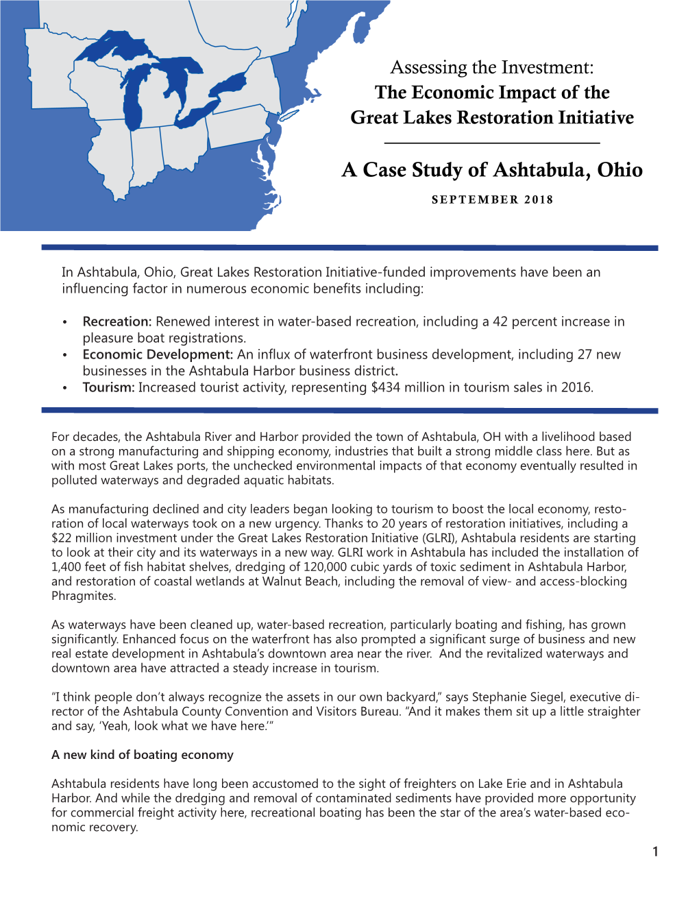 Ashtabula, Ohio, Great Lakes Restoration Initiative-Funded Improvements Have Been an Influencing Factor in Numerous Economic Benefits Including