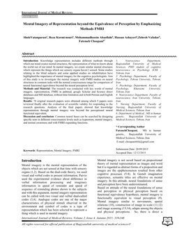 Mental Imagery of Representation Beyond the Equivalence of Perception by Emphasizing Methods FMRI