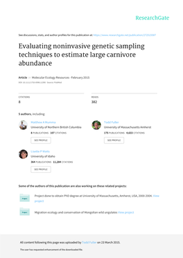 Evaluating Noninvasive Genetic Sampling Techniques to Estimate Large Carnivore Abundance