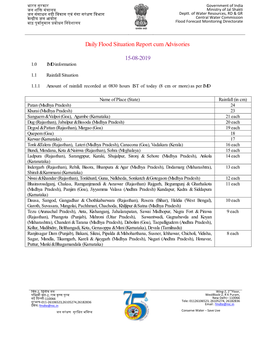 Daily Flood Situation Report Cum Advisories 15-08-2019