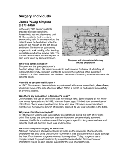James Young Simpson (1811-1870) in the Early 19Th Century Patients Dreaded Surgical Operations
