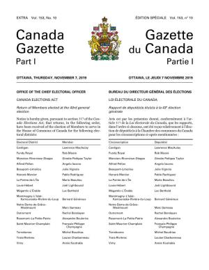 Canada Gazette, Part I