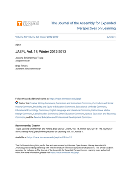 JAEPL, Vol. 18, Winter 2012-2013