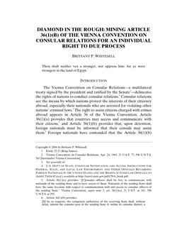 Of the Vienna Convention on Consular Relations for an Individual Right to Due Process
