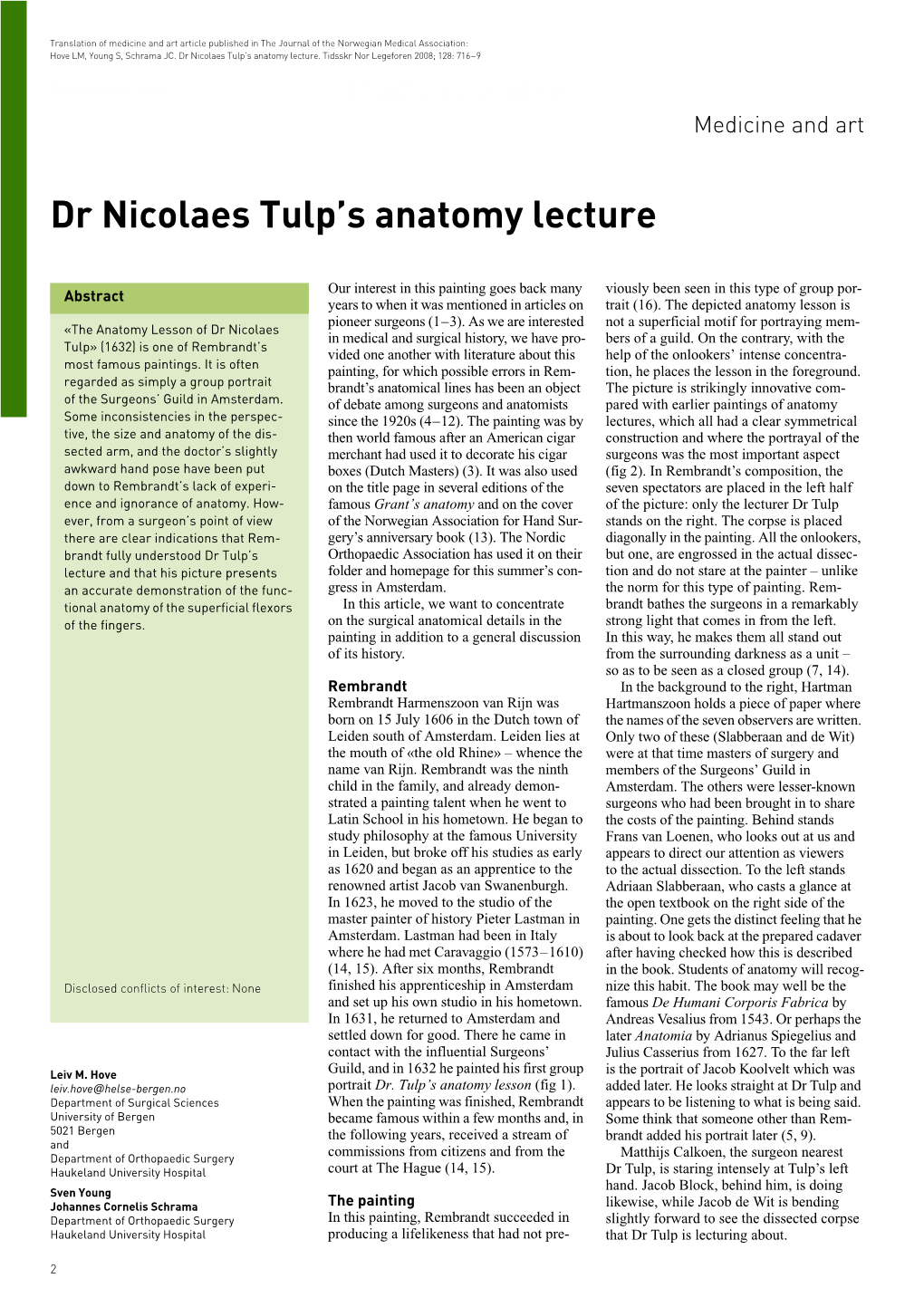 Dr Nicolaes Tulp's Anatomy Lecture