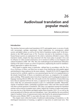 Audiovisual Translation and Popular Music
