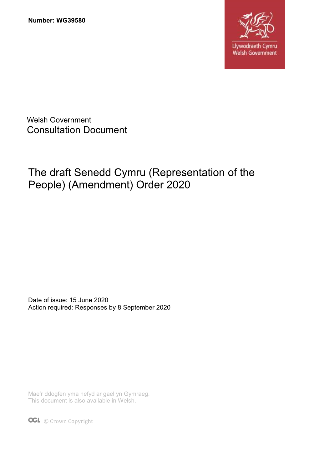 The Draft Senedd Cymru (Representation of the People) (Amendment) Order 2020