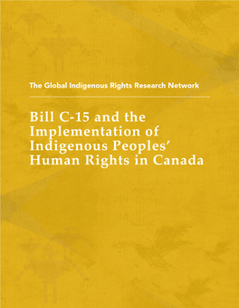 Bill C-15 and the Implementation of Indigenous Peoples' Human Rights