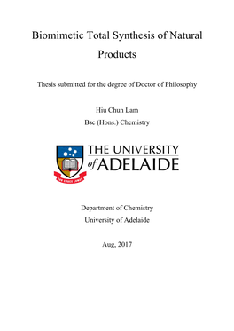 Biomimetic Total Synthesis of Natural Products