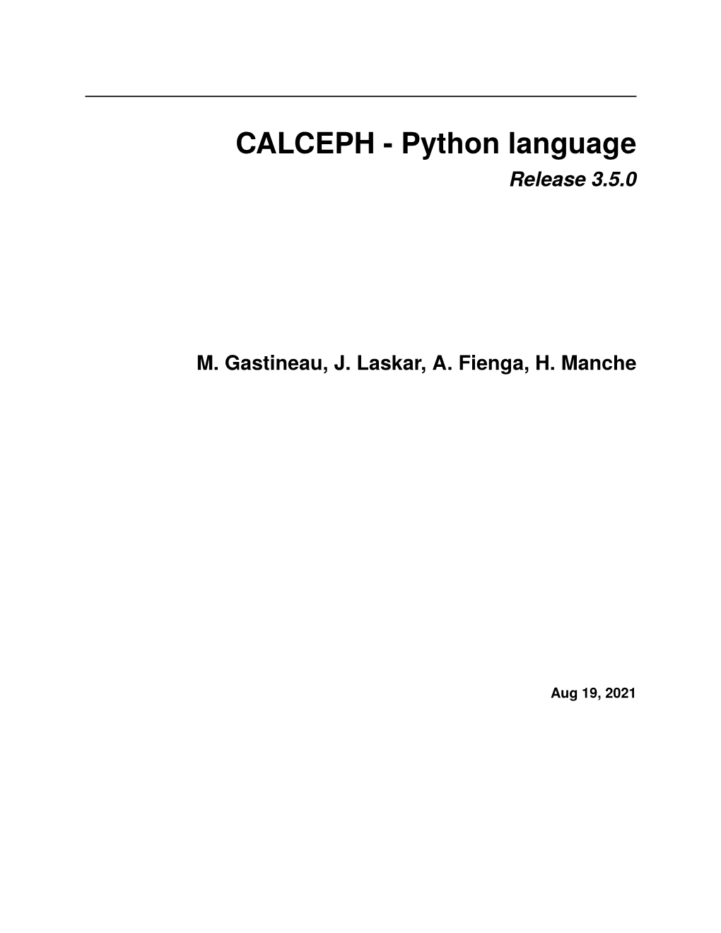 CALCEPH - Python Language Release 3.5.0