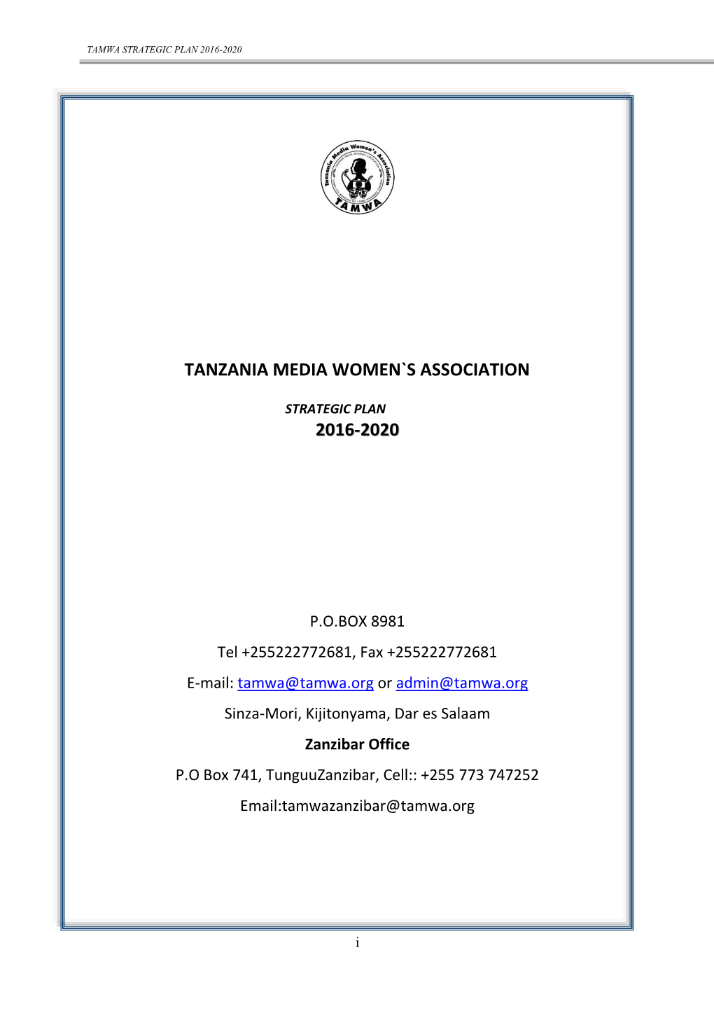 Tanzania Media Women`S Association 2016-2020