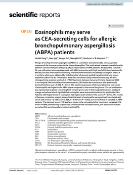 Eosinophils May Serve As CEA-Secreting Cells for Allergic