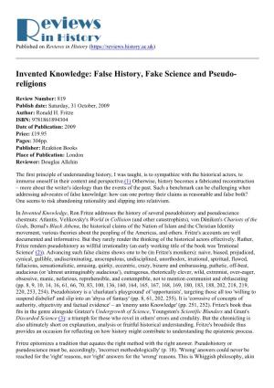 Invented Knowledge: False History, Fake Science and Pseudo-Religions