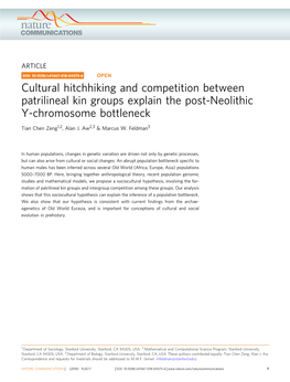 Cultural Hitchhiking and Competition Between Patrilineal Kin Groups Explain the Post-Neolithic Y-Chromosome Bottleneck