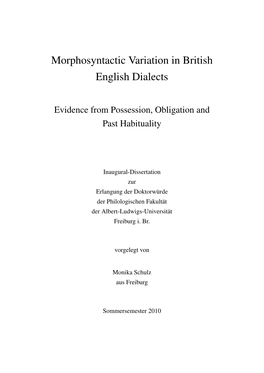 Morphosyntactic Variation in British English Dialects