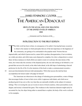 James Fenimore Cooper, Selections from the American Democrat: A