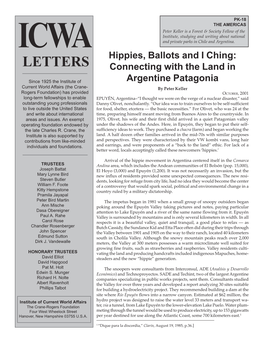 Hippies, Ballots and I Ching: LETTERS Connecting with the Land In
