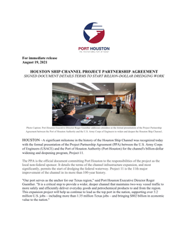 Houston Ship Channel Project Partnership Agreement Signed Document Details Terms to Start Billion-Dollar Dredging Work