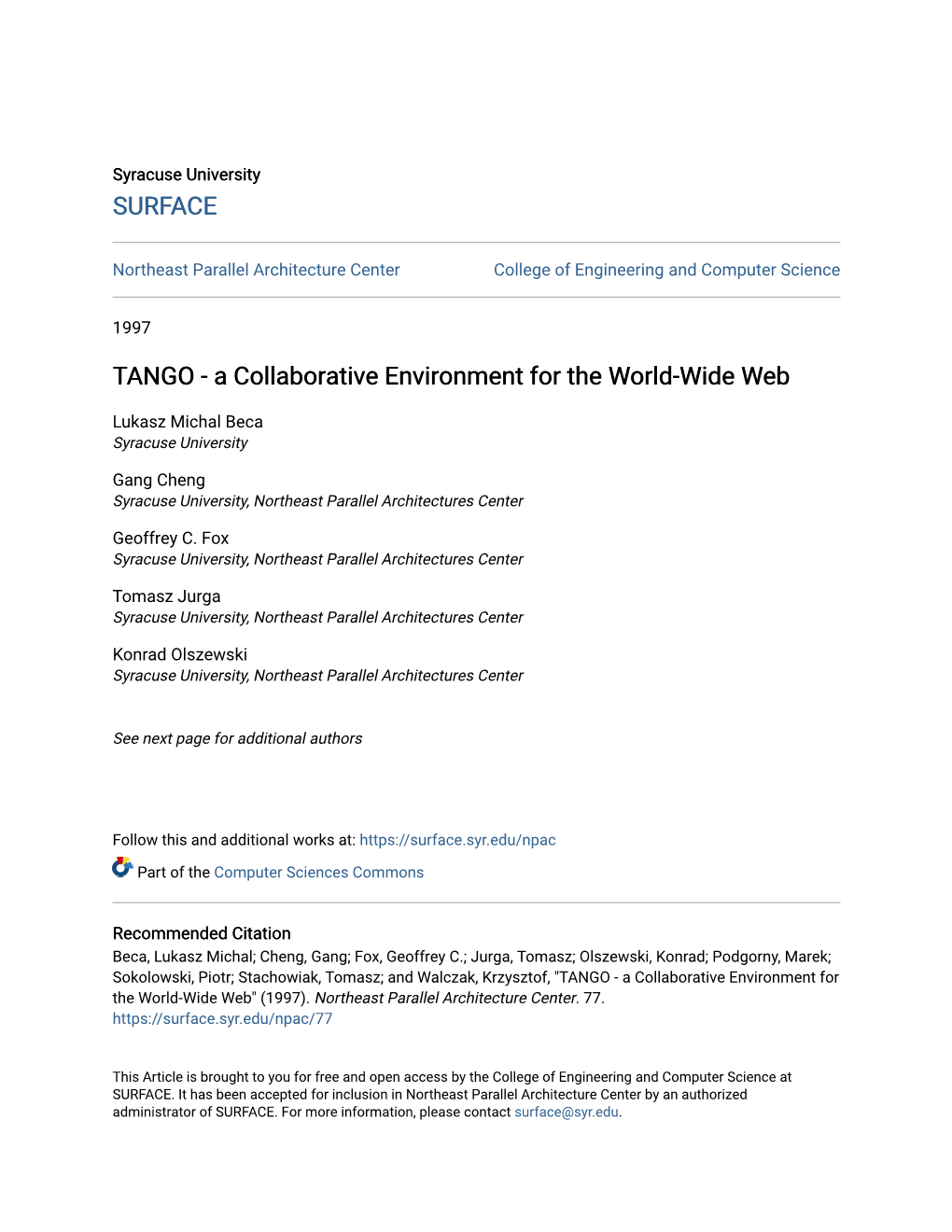 TANGO - a Collaborative Environment for the World-Wide Web