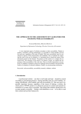 The Approach to the Assessment of Validators for Studying Web-Accessibility