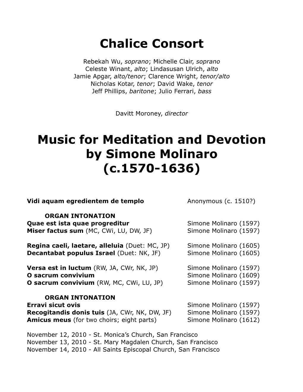 Chalice Consort Music for Meditation and Devotion