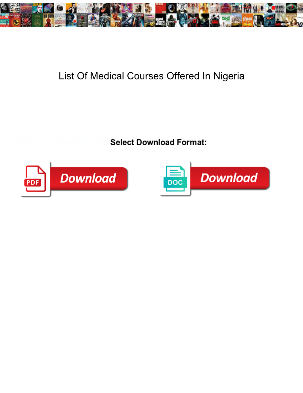 List of Medical Courses Offered in Nigeria