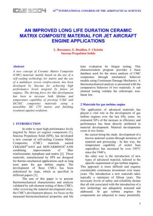 An Improved Long Life Duration Ceramic Matrix Composite Material for Jet Aircraft Engine Applications