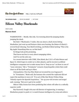 Silicon Valley Sharknado - Nytimes.Com