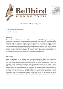 Five Grasswren 5-Day Birding Tour