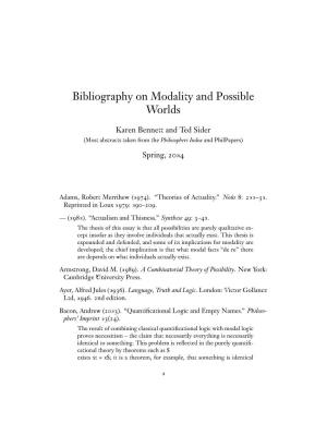 Bibliography on Modality and Possible Worlds