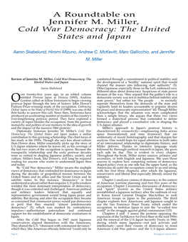 A Roundtable on Jennifer M. Miller, Cold War Democracy: the United States and Japan