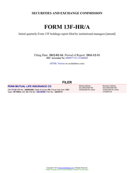 Form: 13F-HR/A, Filing Date: 02/16/2012