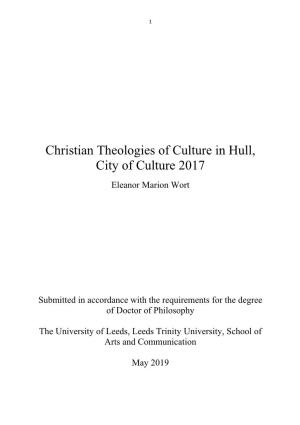 Christian Theologies of Culture in Hull, City of Culture 2017